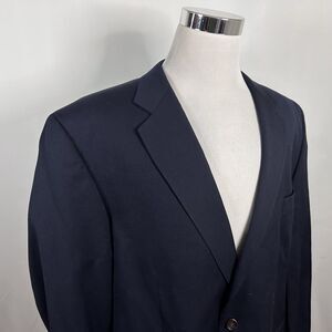 Joseph & Feiss 52R Sport Coat 100% Worsted Wool Dark Navy Blue Two Button Vented